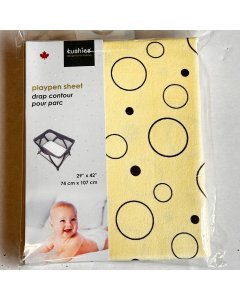Flannel Playpen Fitted Sheet - Yellow Bubbles