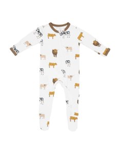 Printed Zippered Footie - Moo