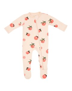 Printed Zippered Footie - Peach