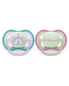 Ultra Air Pacifier Night 2 Pack - 0-6M - Fly/Dream