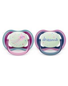 Ultra Air Pacifier Night 2 Pack - 6-18M - Star/Dream
