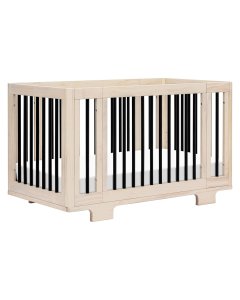 Yuzu 8 in 1 Convertible Crib with All Stages Conversion Kit - Washed Natural/Black