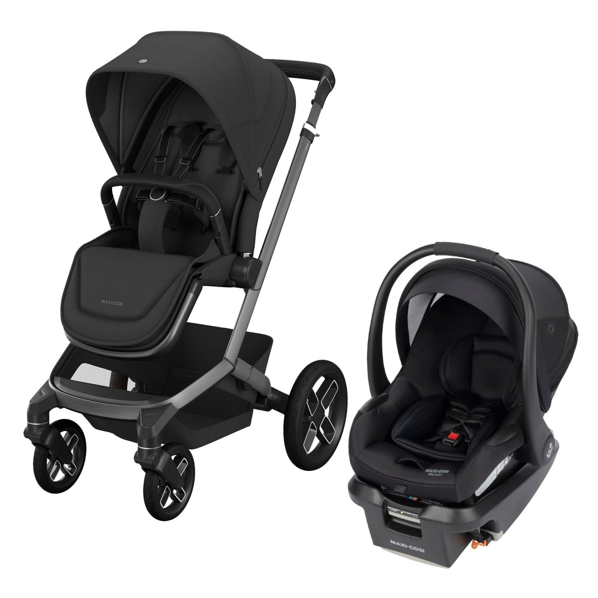 Fame Stroller & Mico Luxe+ Car Seat Travel System - Twillic Black