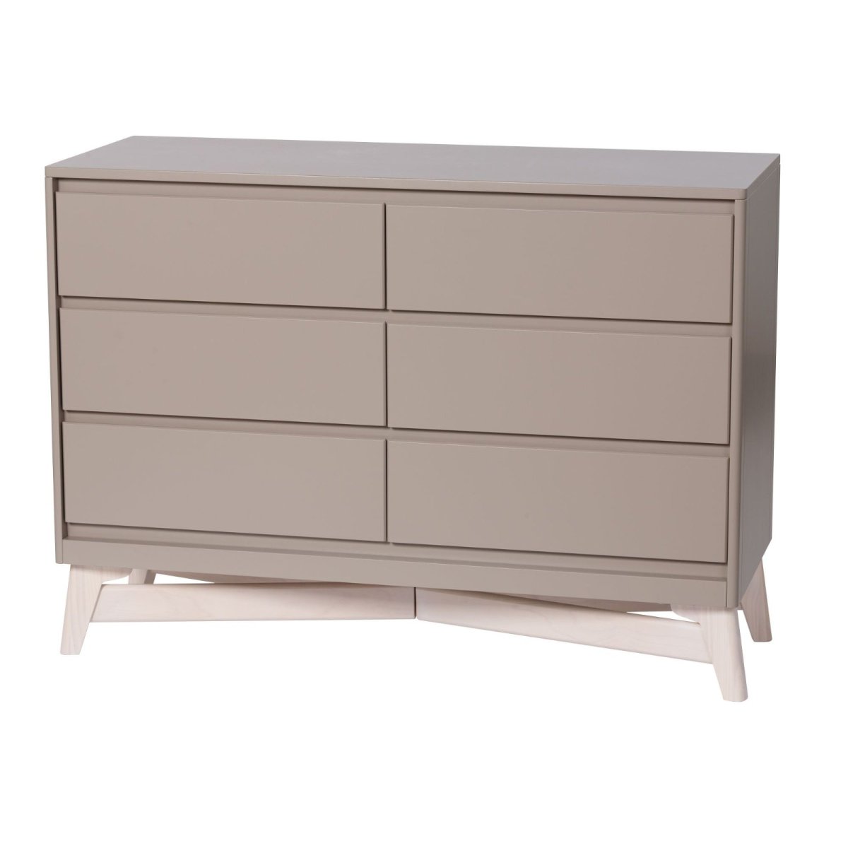 Pala 6-Drawer Dresser - Taupe/Whitewash