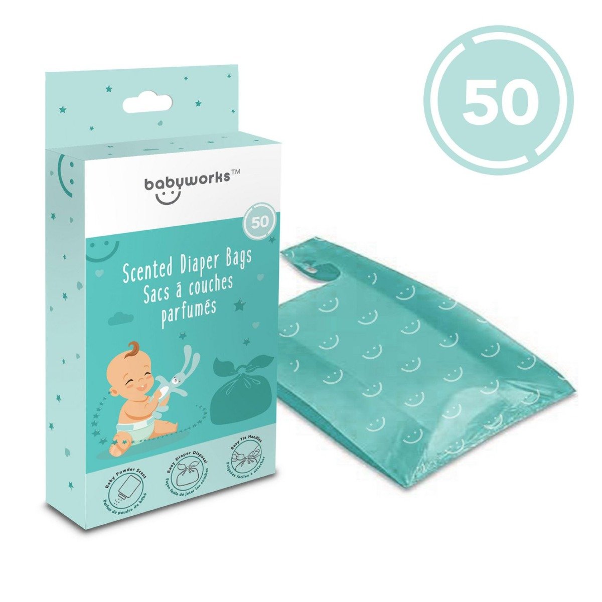 Scented Disposable Diaper Bags 50 Pack