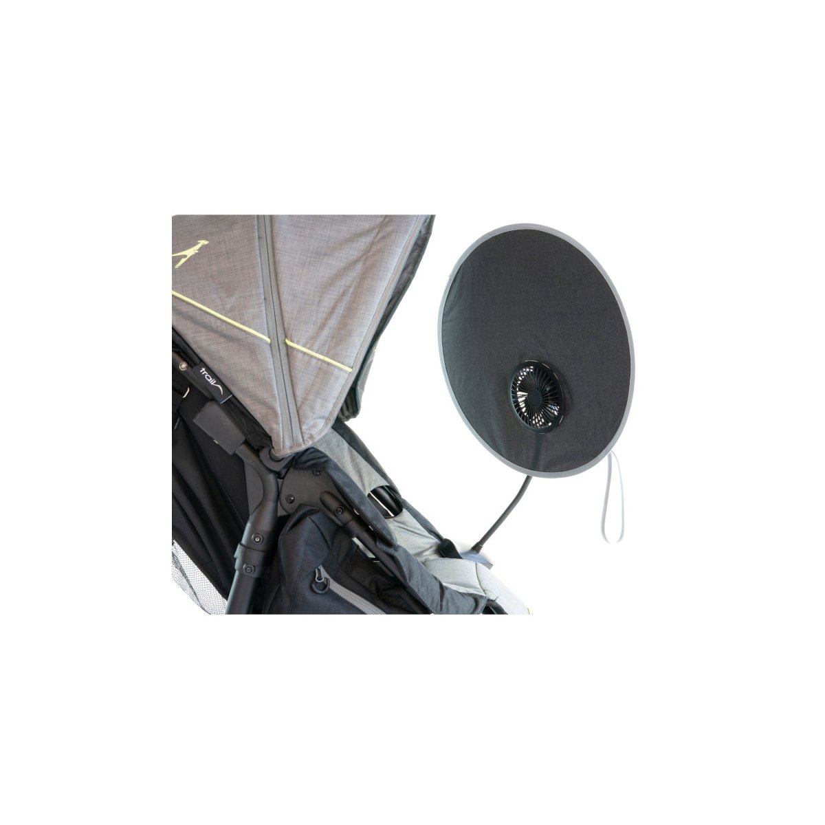 CoolShade Stroller Visor+Rechargeable Fan with Battery