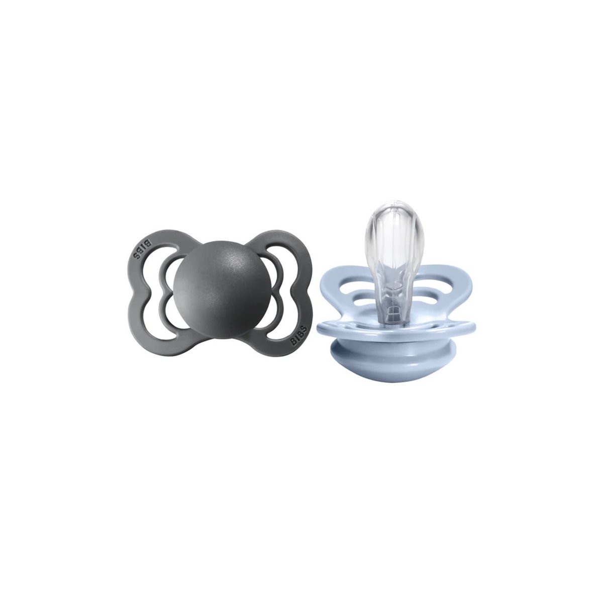 Supreme Soft Silicone Pacifier 2 Pack - Iron/Baby Blue