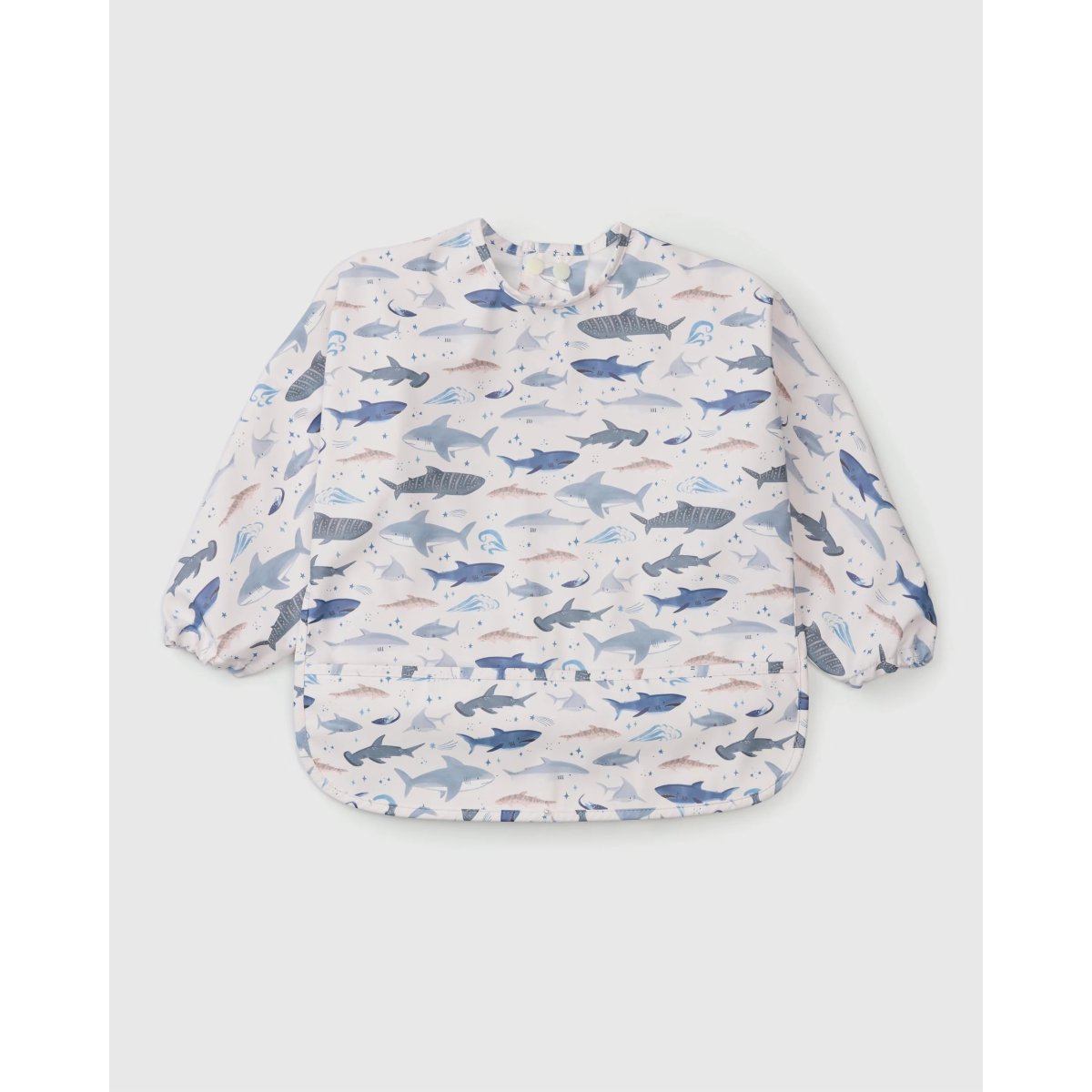 Long Sleeve Waterproof Bib - Smiley Sharks