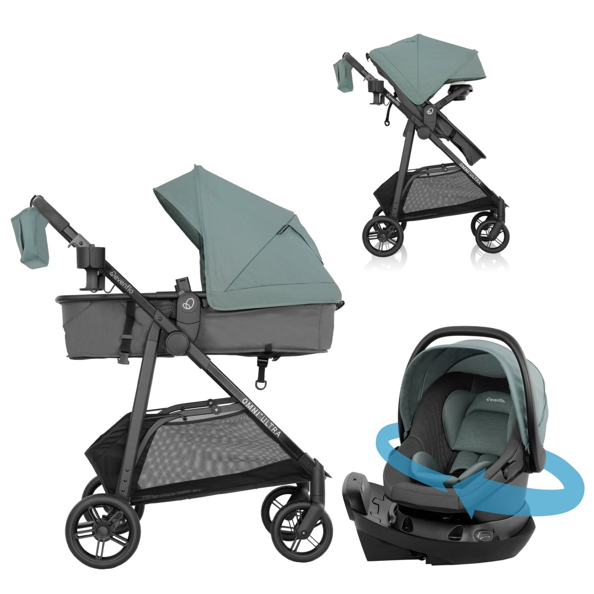 Omni Ultra Travel System with Revolve180 LiteMax NXT - Pacific Green