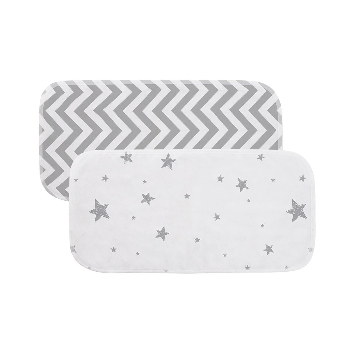 Burp Pad 2 Pack - Grey Chevron/Grey Stars