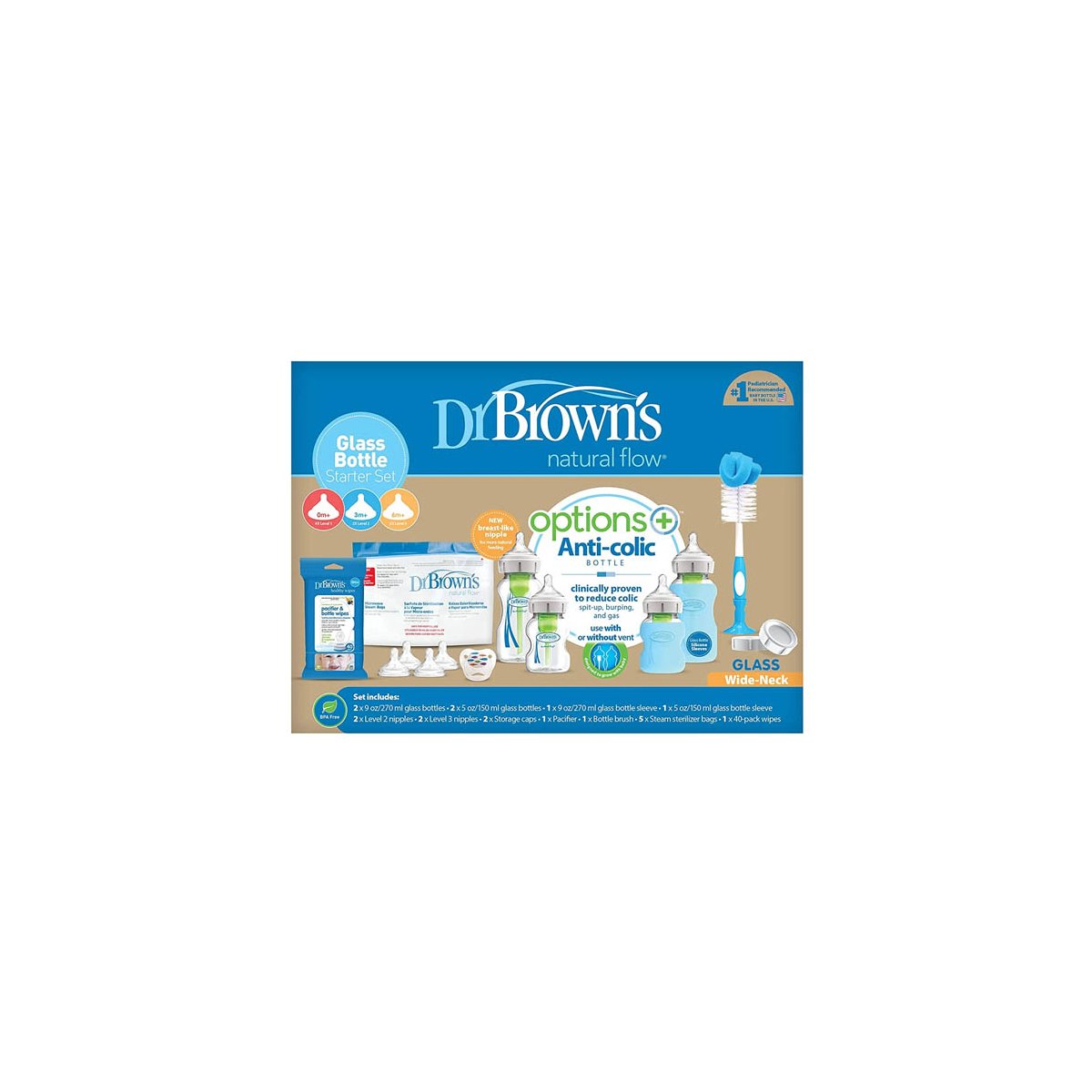 Options+ Wide-Neck Glass Bottle Starter Set