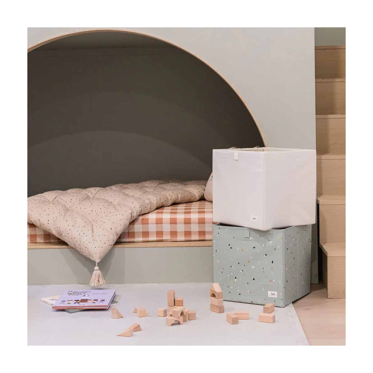 Recycled Fabric Storage Cube - Solid Cream