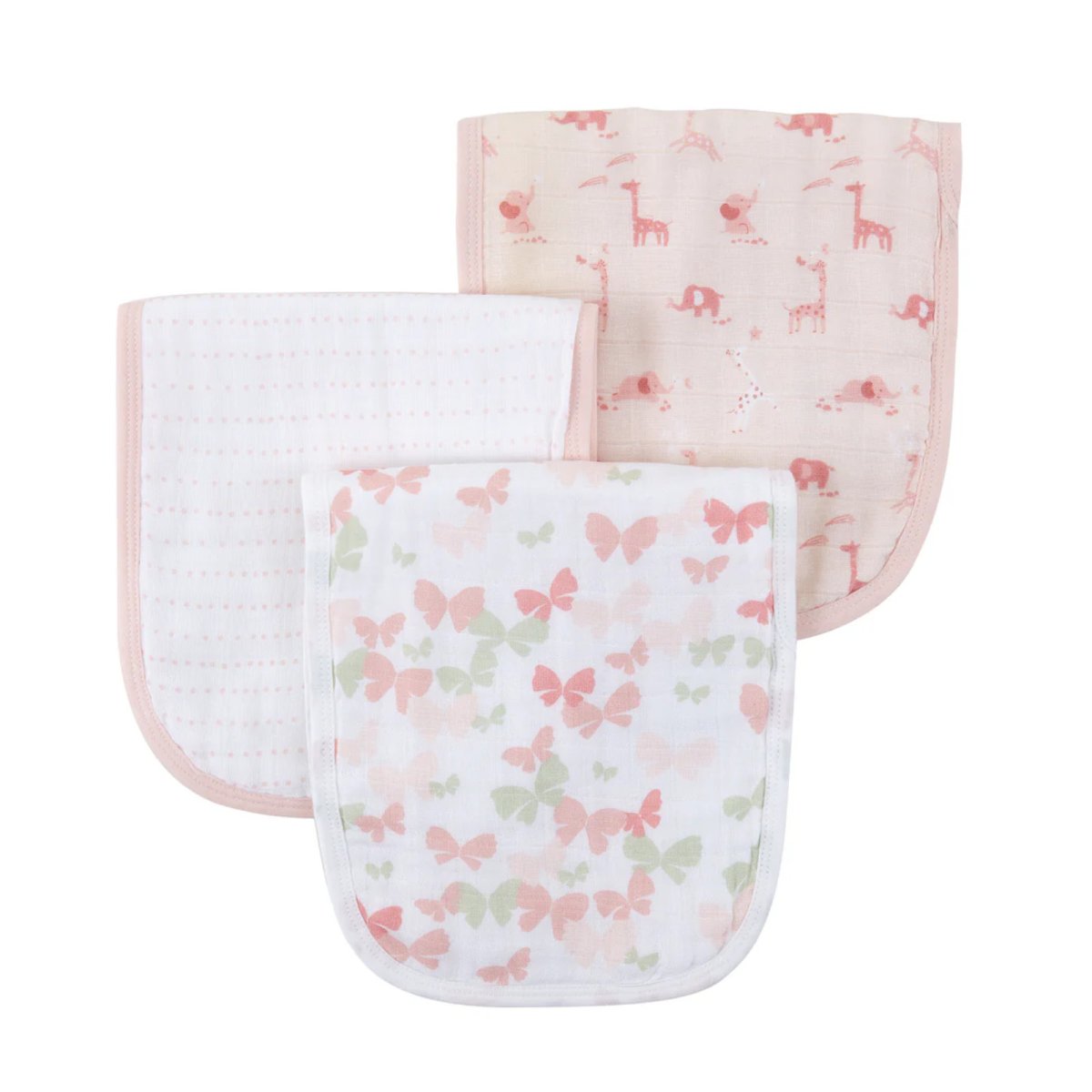 3 Pack Burp Cloths in Gift Box - Pink