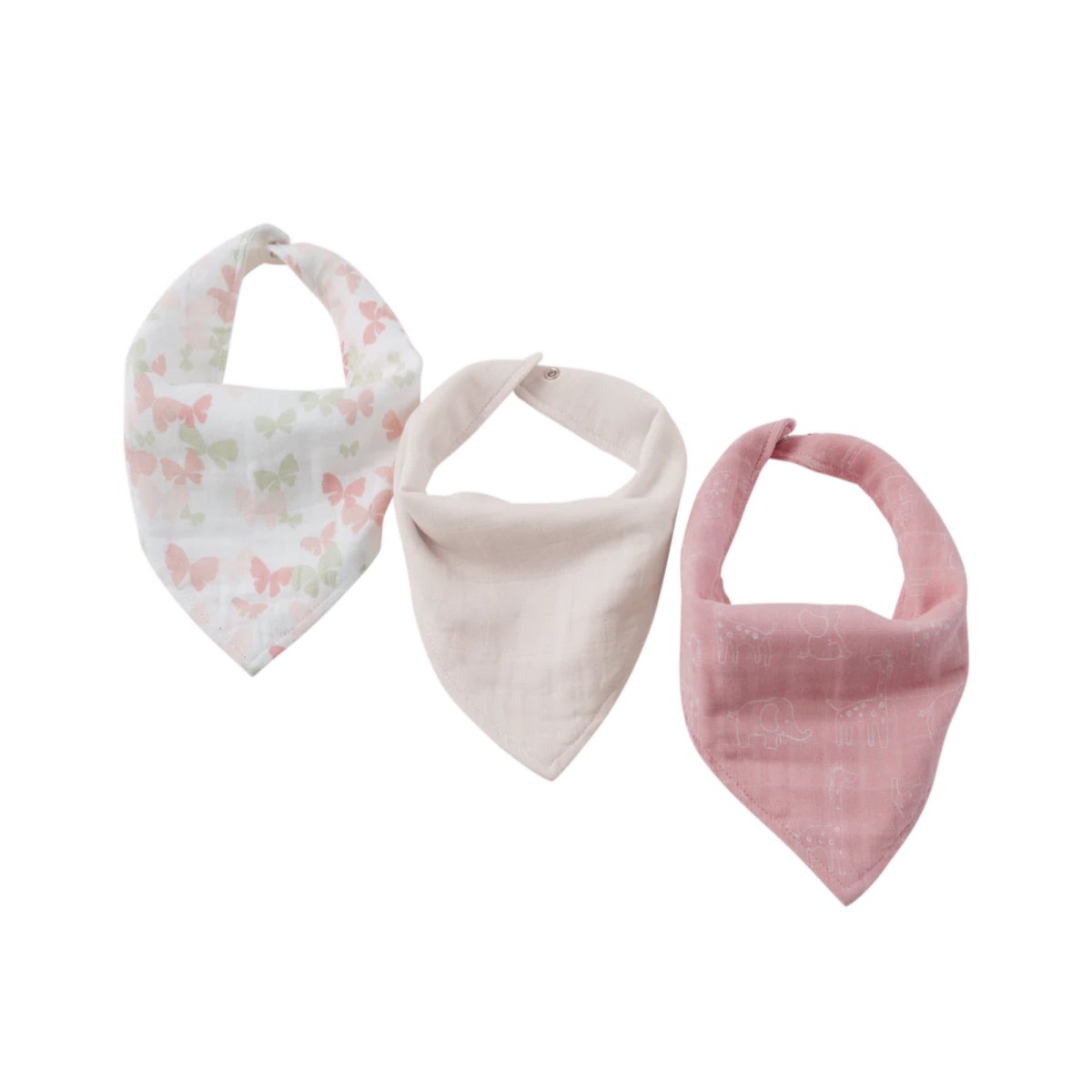 3 Pack Muslin Bandana Bibs - Pink