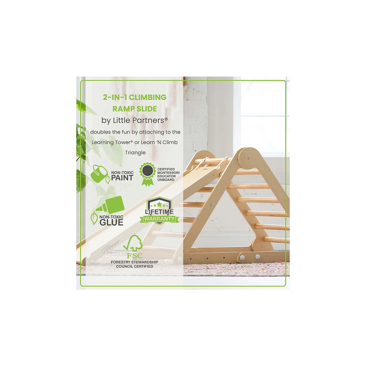 2-in-1 Climbing Ramp-Slide - Natural