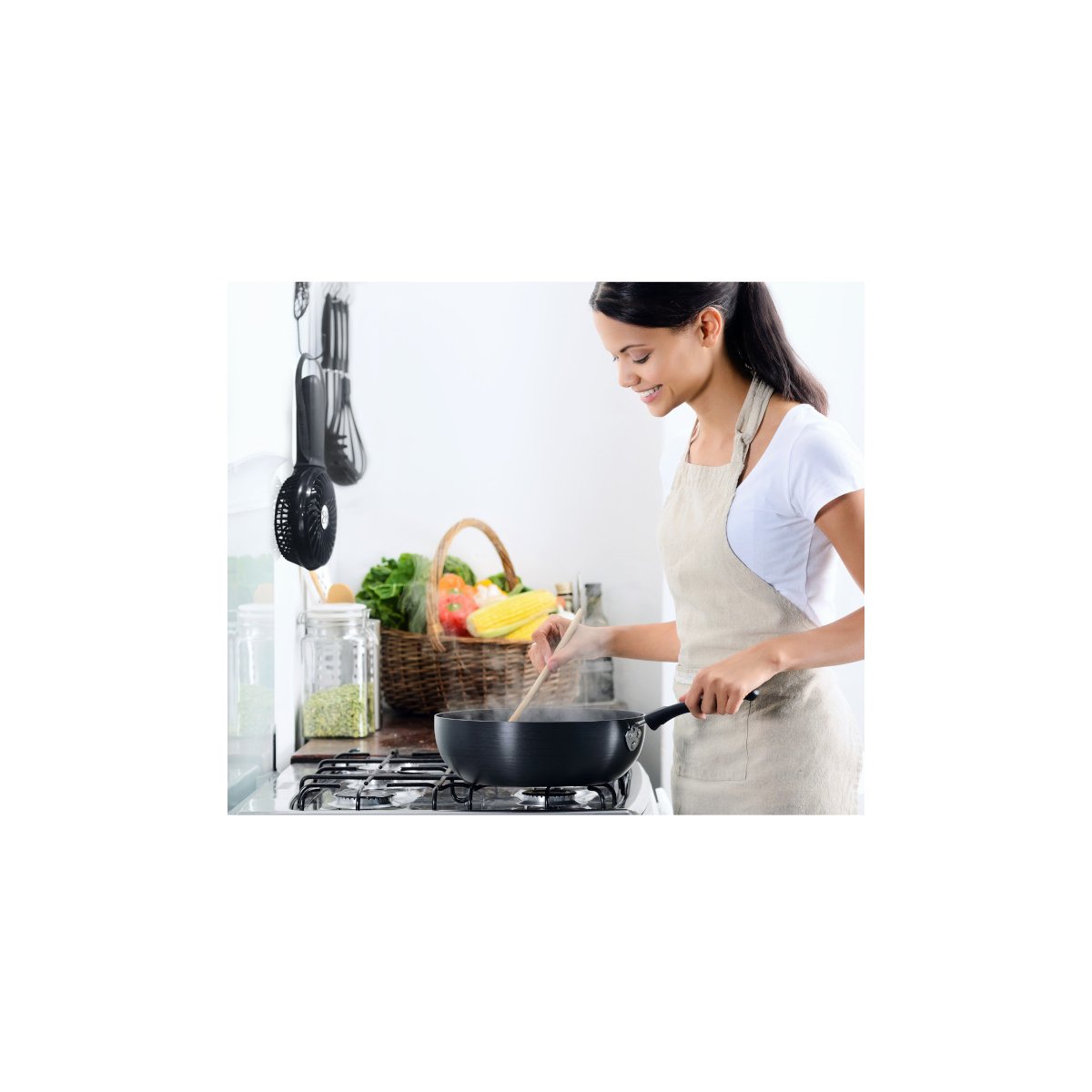 3 Speed Rechargeable Buggy Turbo Fan - White/Rose Gold