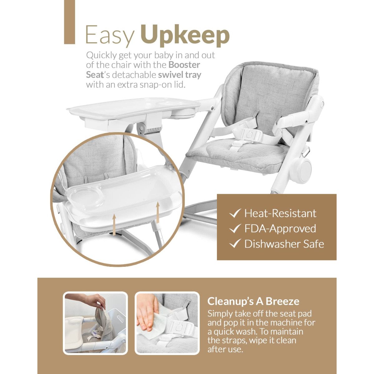 Booster White with Seat Pad - Shadow Grey