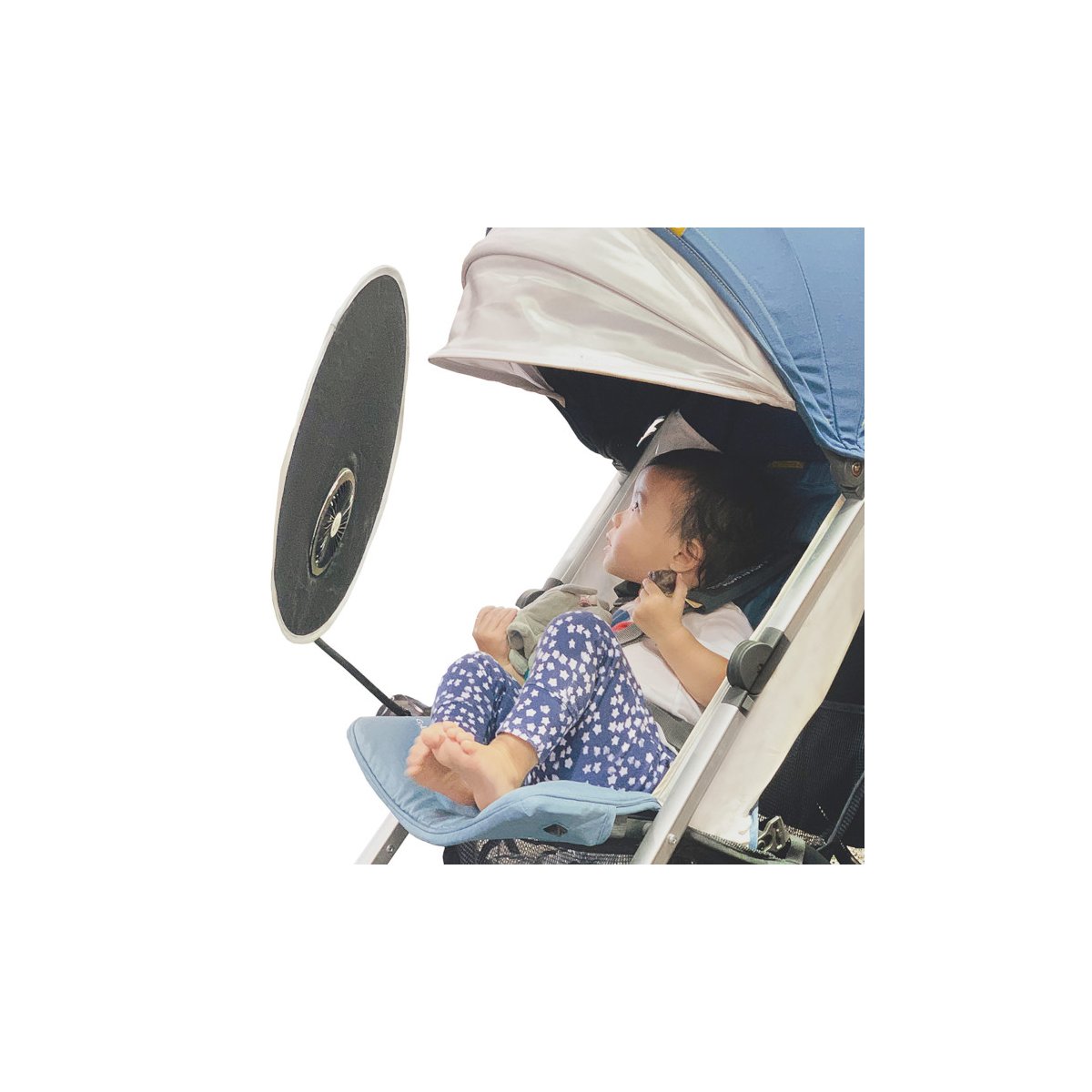 CoolShade Stroller Visor+Rechargeable Fan with Battery