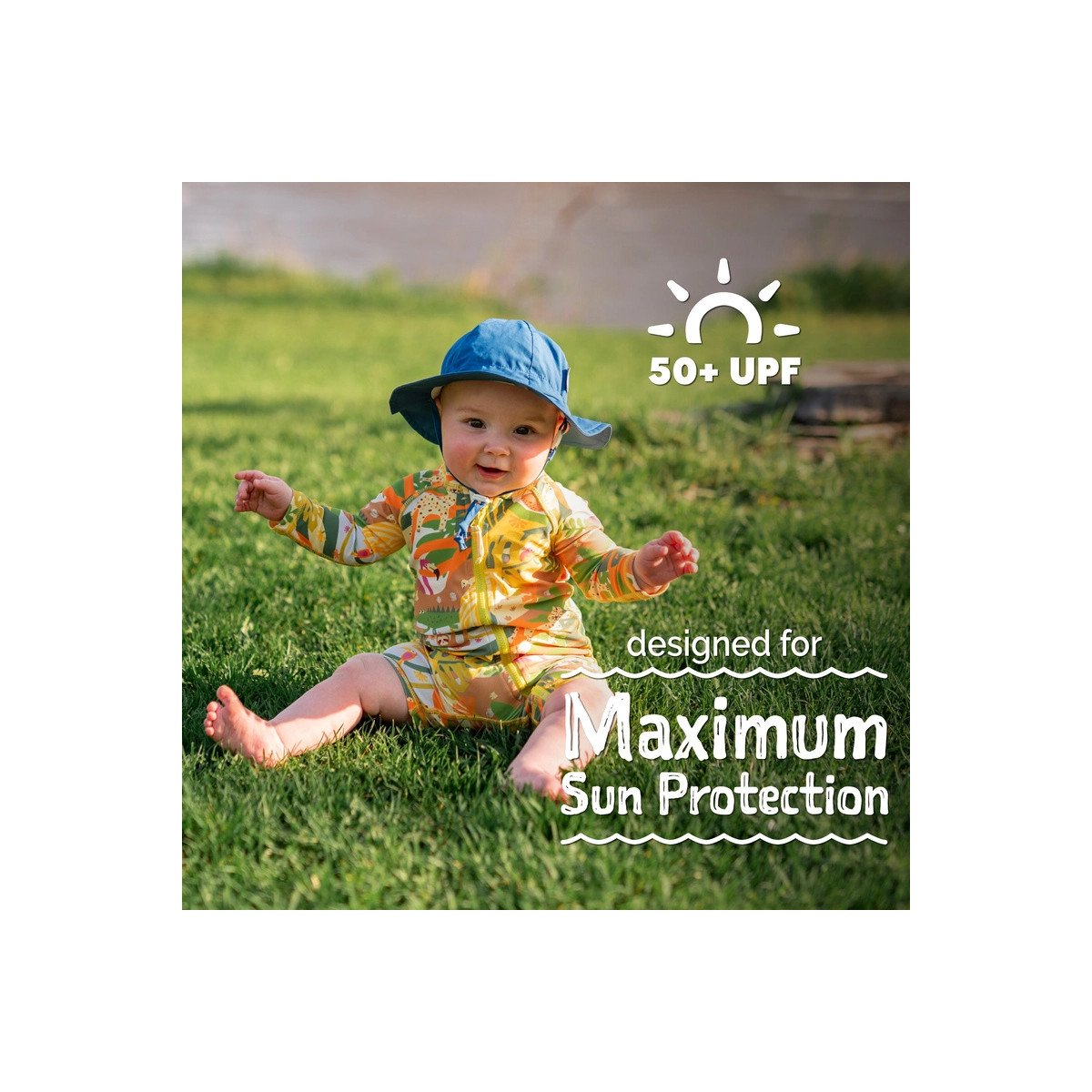 Long Sleeve One Piece UV Jumpsuit - Green Tropical