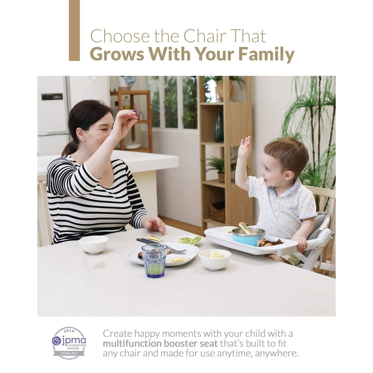 Booster White with Seat Pad - Shadow Grey