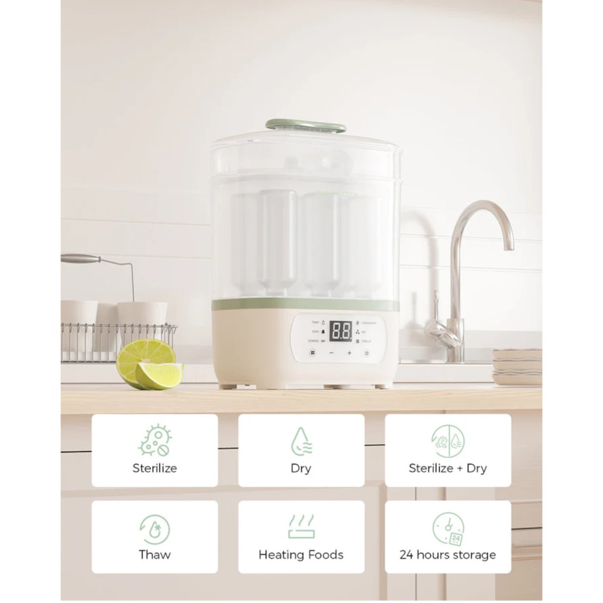 8-in-1 Baby Bottle Steam Sterilizer - White