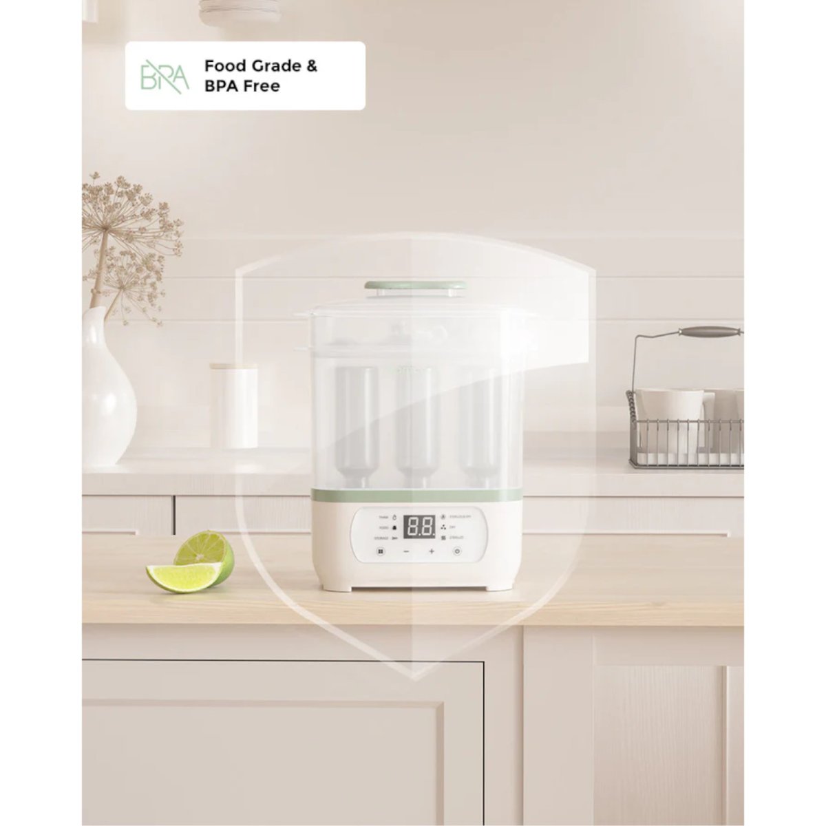 8-in-1 Baby Bottle Steam Sterilizer - White