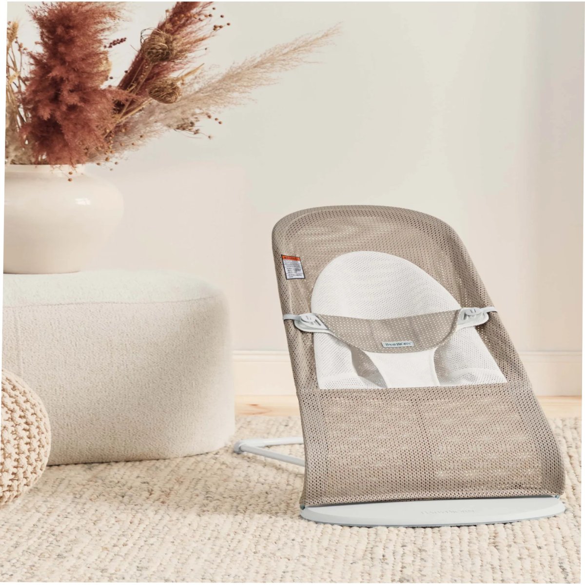 Bouncer Balance Soft, Light Gray Frame - Mesh, Gray Beige/White