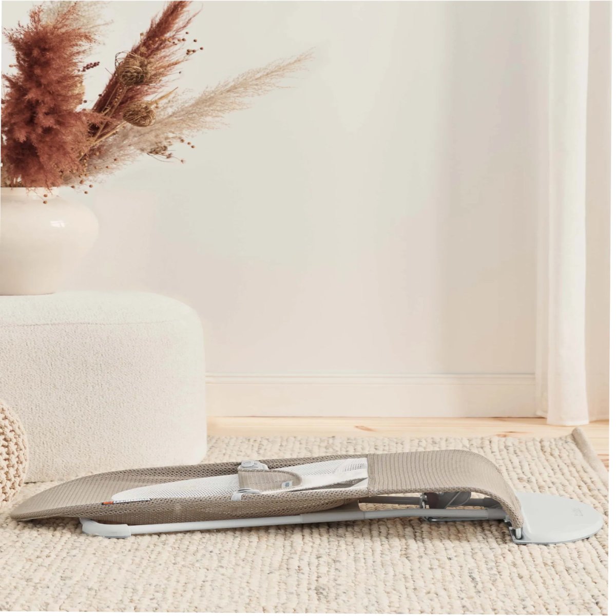 Bouncer Balance Soft, Light Gray Frame - Mesh, Gray Beige/White