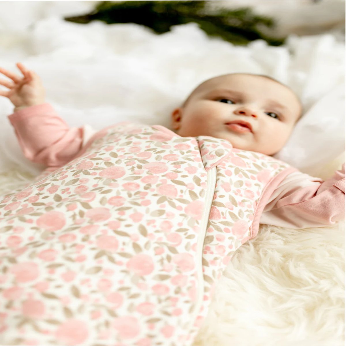 Modal 0.5 Togs Sleepsack - Flowers On Silver Pink