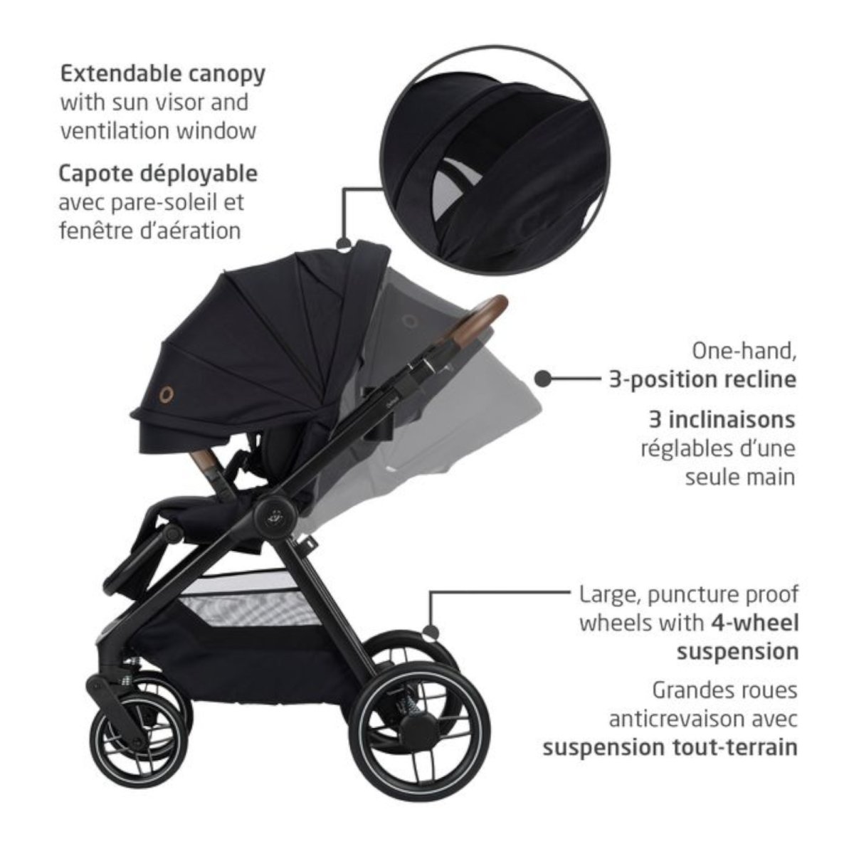 Oxford Stroller Travel System - Designer Black
