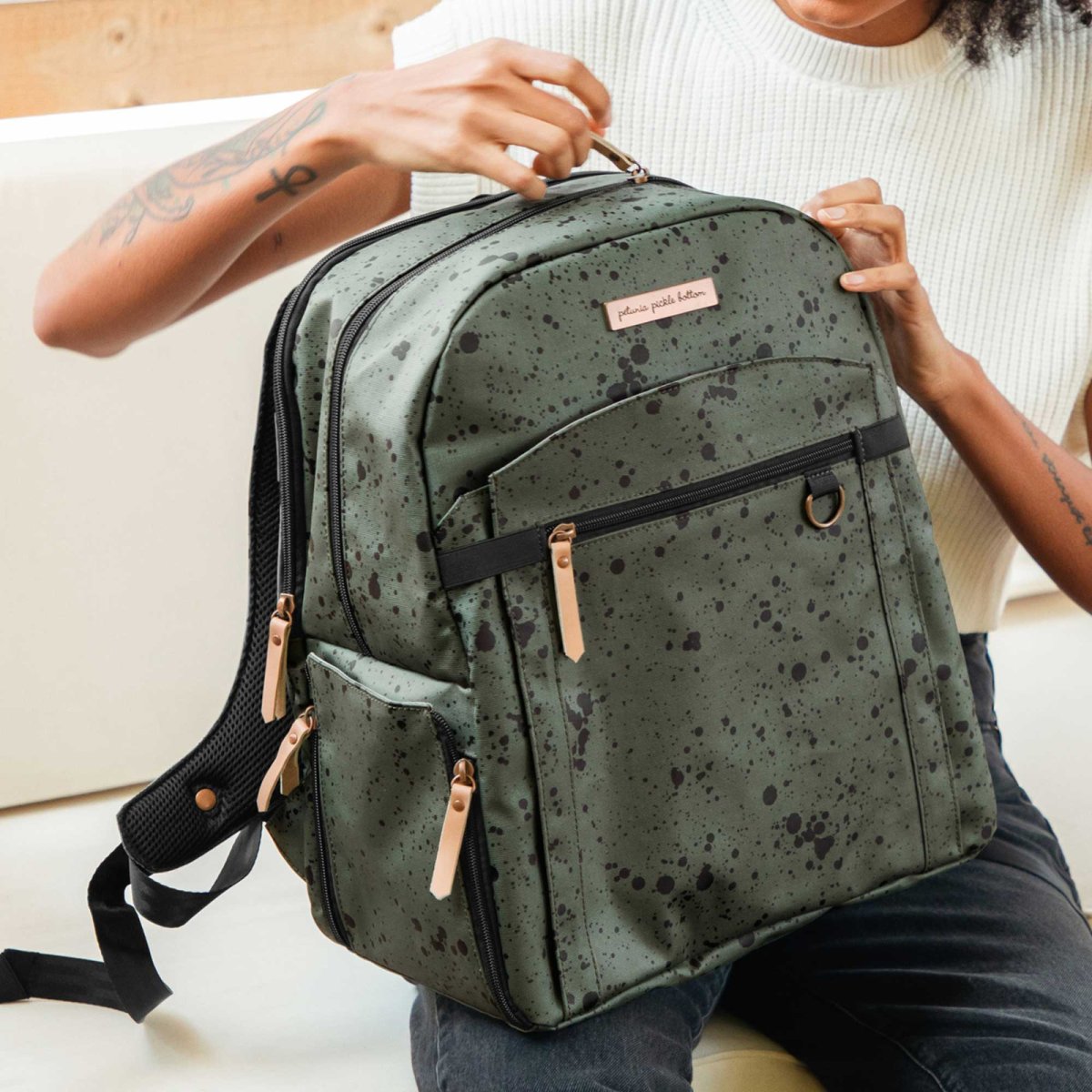 2-in-1 Provisions Backpack - Olive Ink Blot