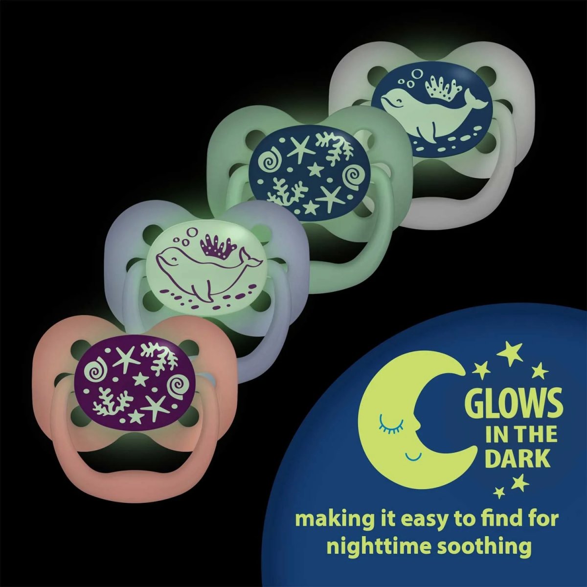 Advantage Pacifier - Stage 1 -Lavender Love/Glow in The Dark Coral Ocean
