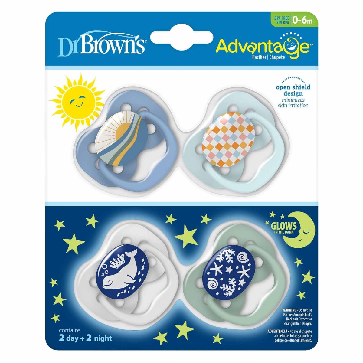 Advantage Pacifier - Stage 1 -Blue Sunrise/Glow in The Dark Blue Ocean