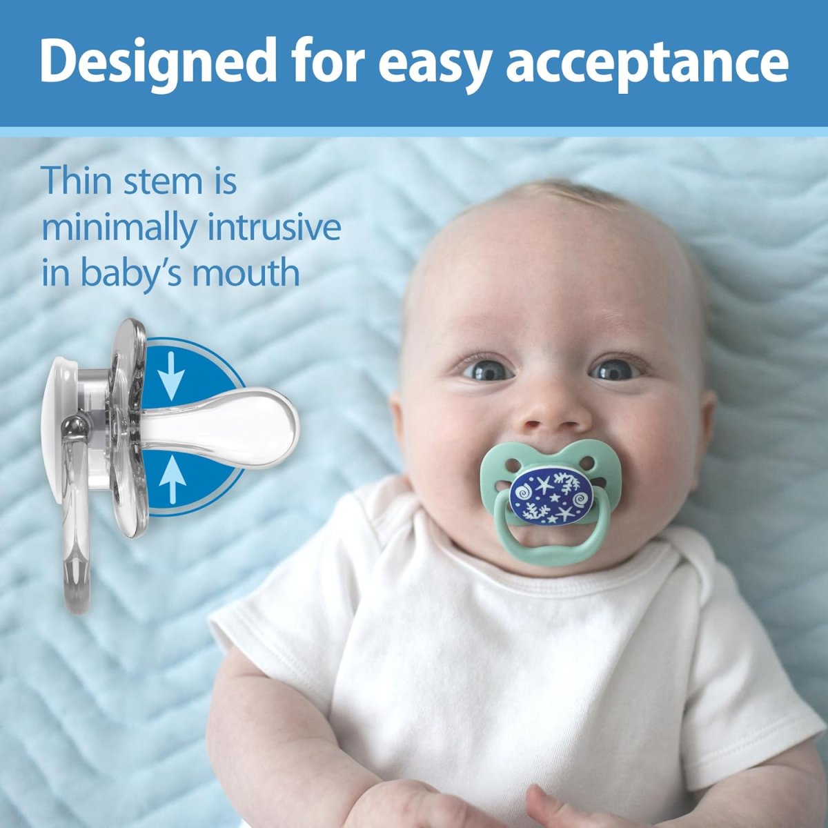 Advantage Pacifier - Stage 1 -Blue Sunrise/Glow in The Dark Blue Ocean
