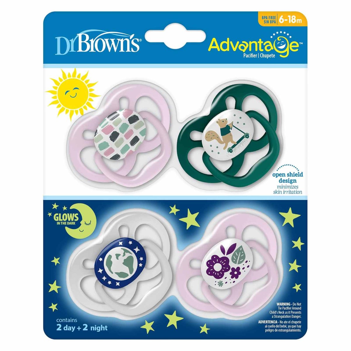 Advantage Pacifier - Stage 2 -Scooter Squirrel/Glow in the Dark Purple