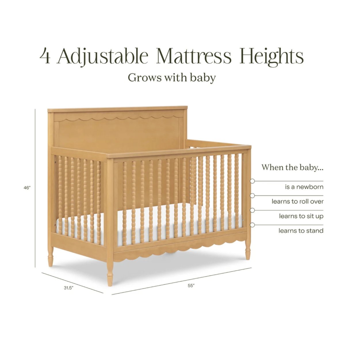 Ambrosia 4-in-1 Convertible Crib - Honey