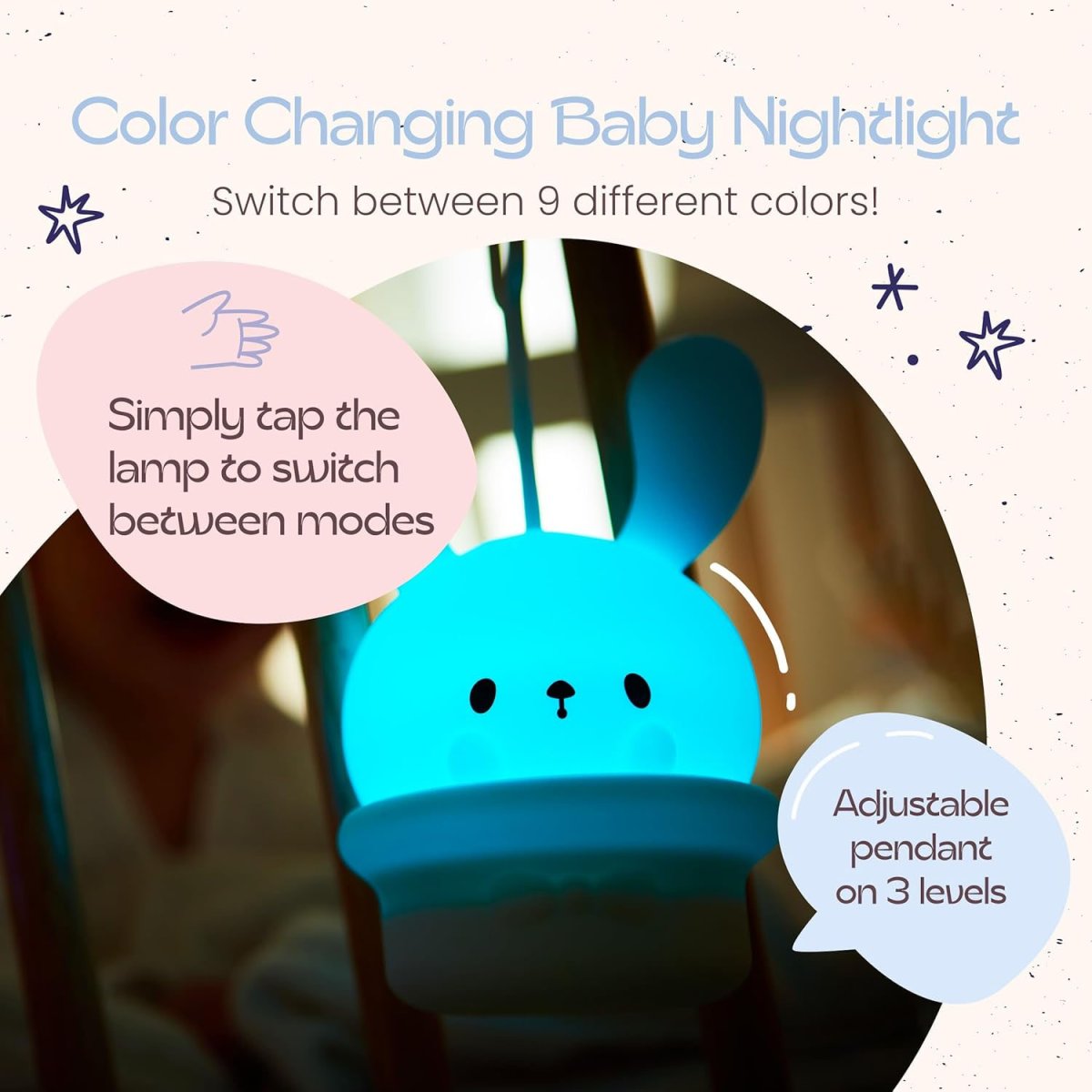 Hook'N'Go Pendant LED Nightlight - Magic Bunny White