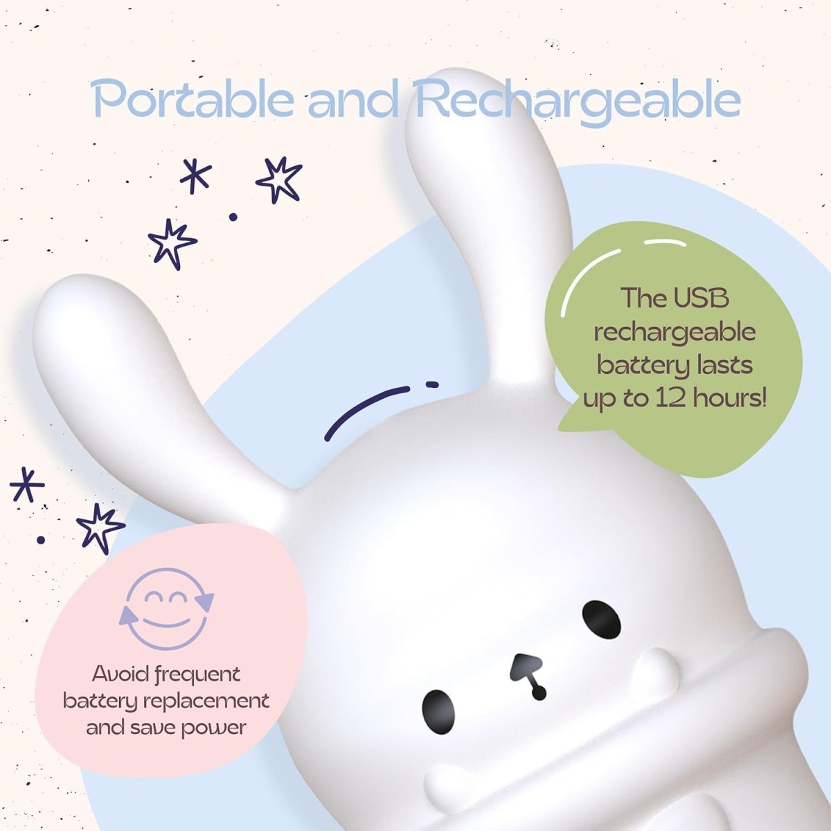 Hook'N'Go Pendant LED Nightlight - Magic Bunny White