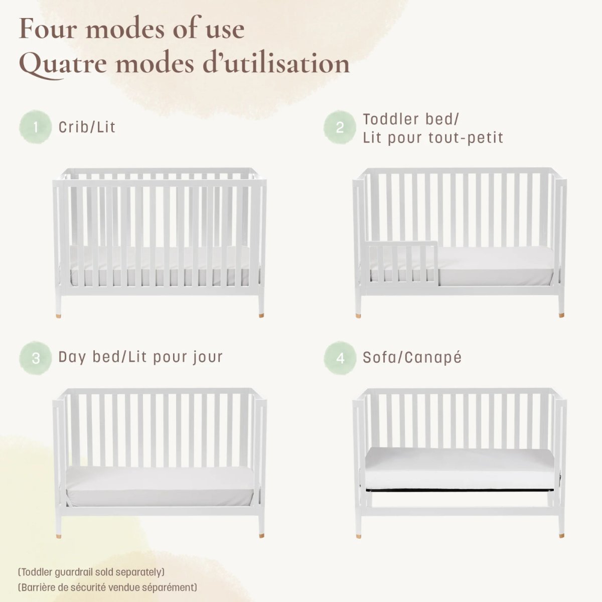 Aster 4-in-1 Convertible Crib - White