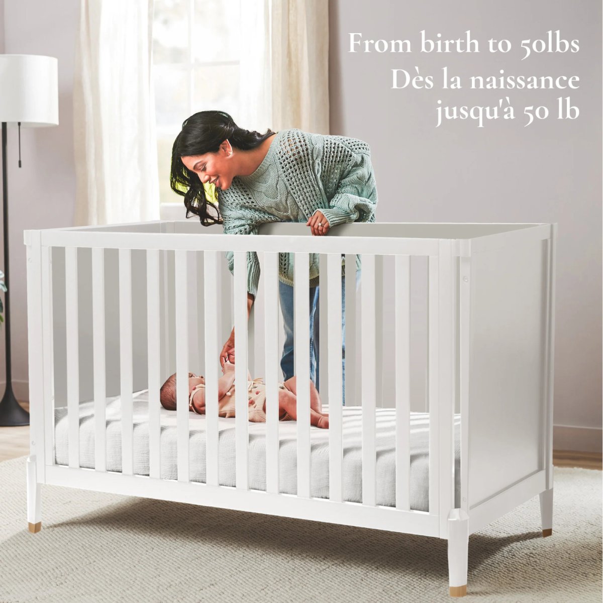 Aster 4-in-1 Convertible Crib - White