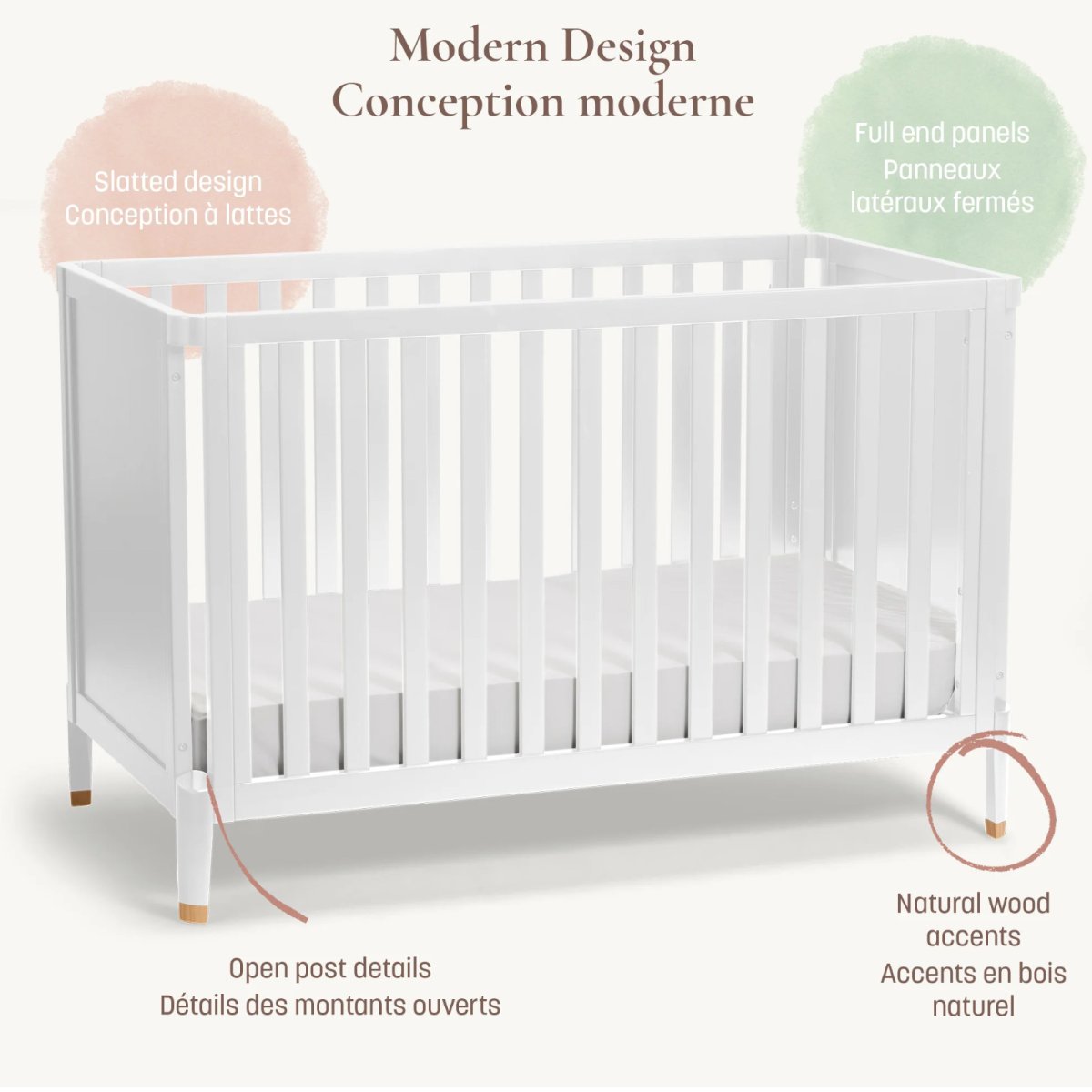 Aster 4-in-1 Convertible Crib - White