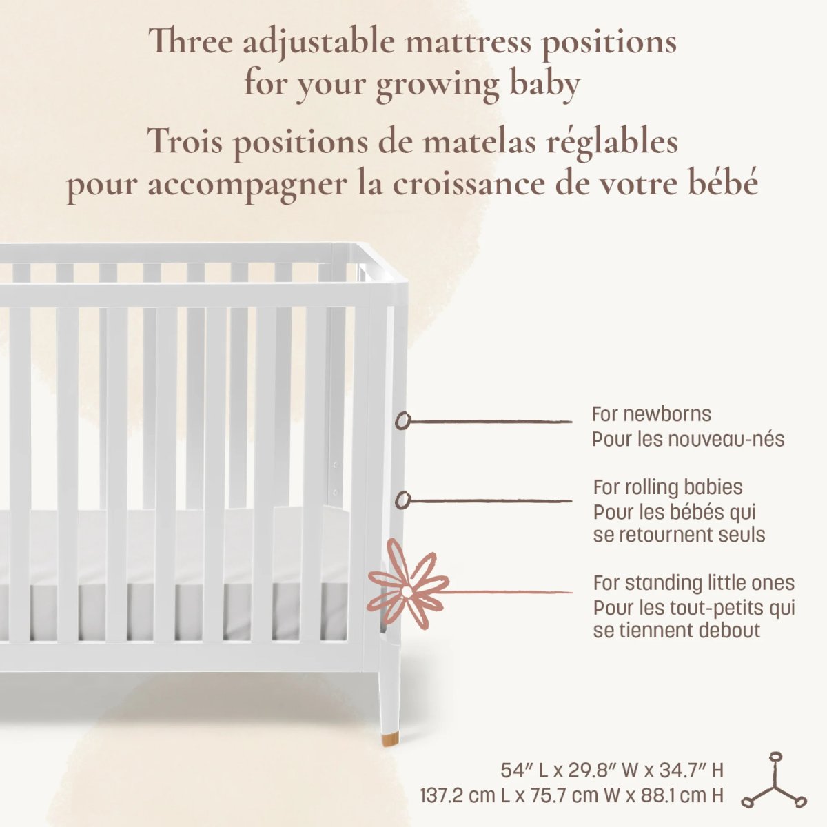 Aster 4-in-1 Convertible Crib - White