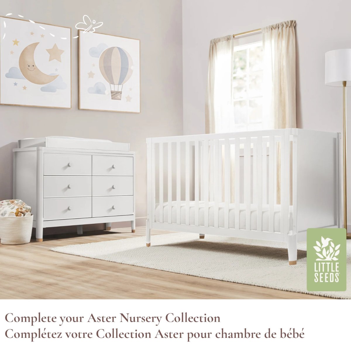 Aster 4-in-1 Convertible Crib - White