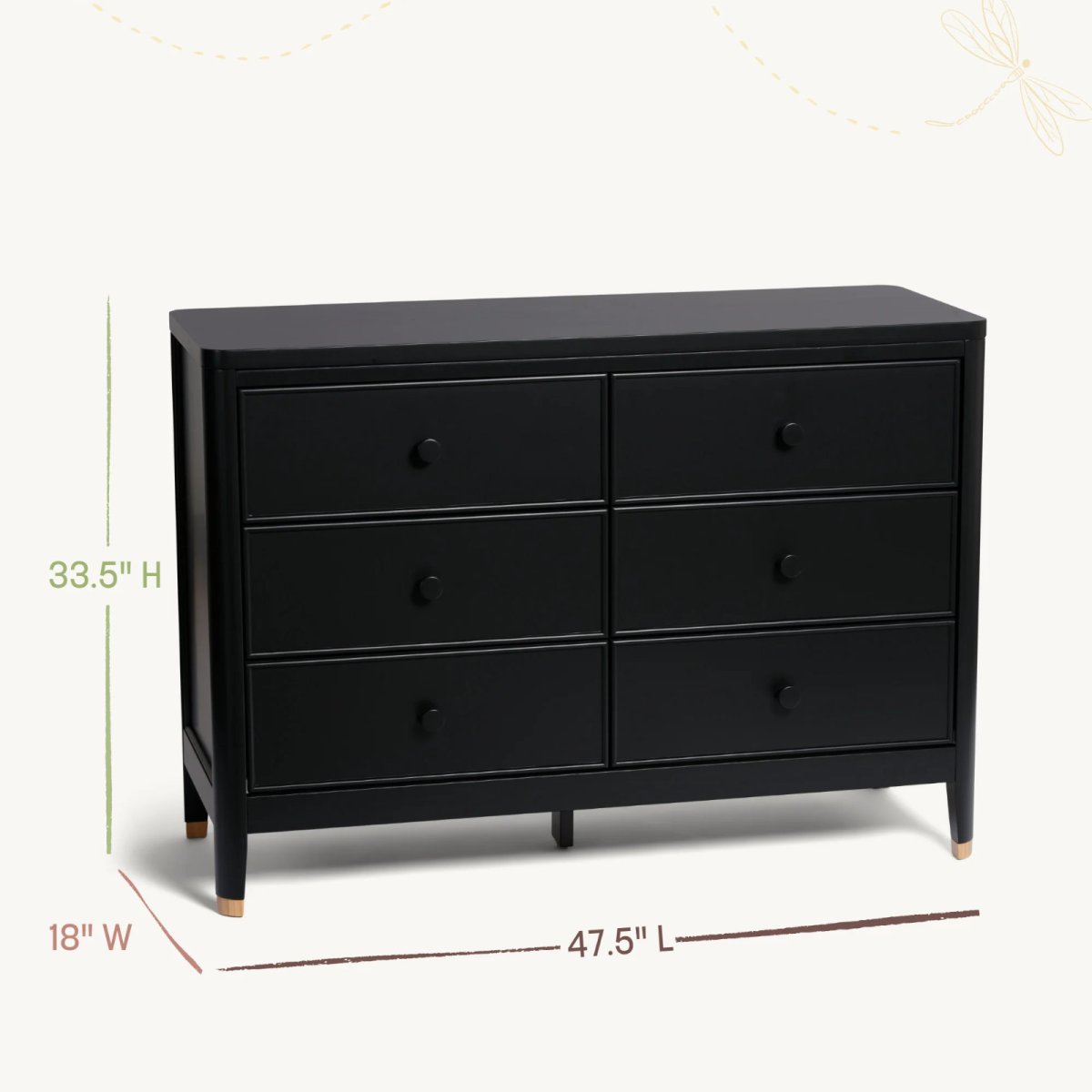 Aster 6 Drawer Dresser - White