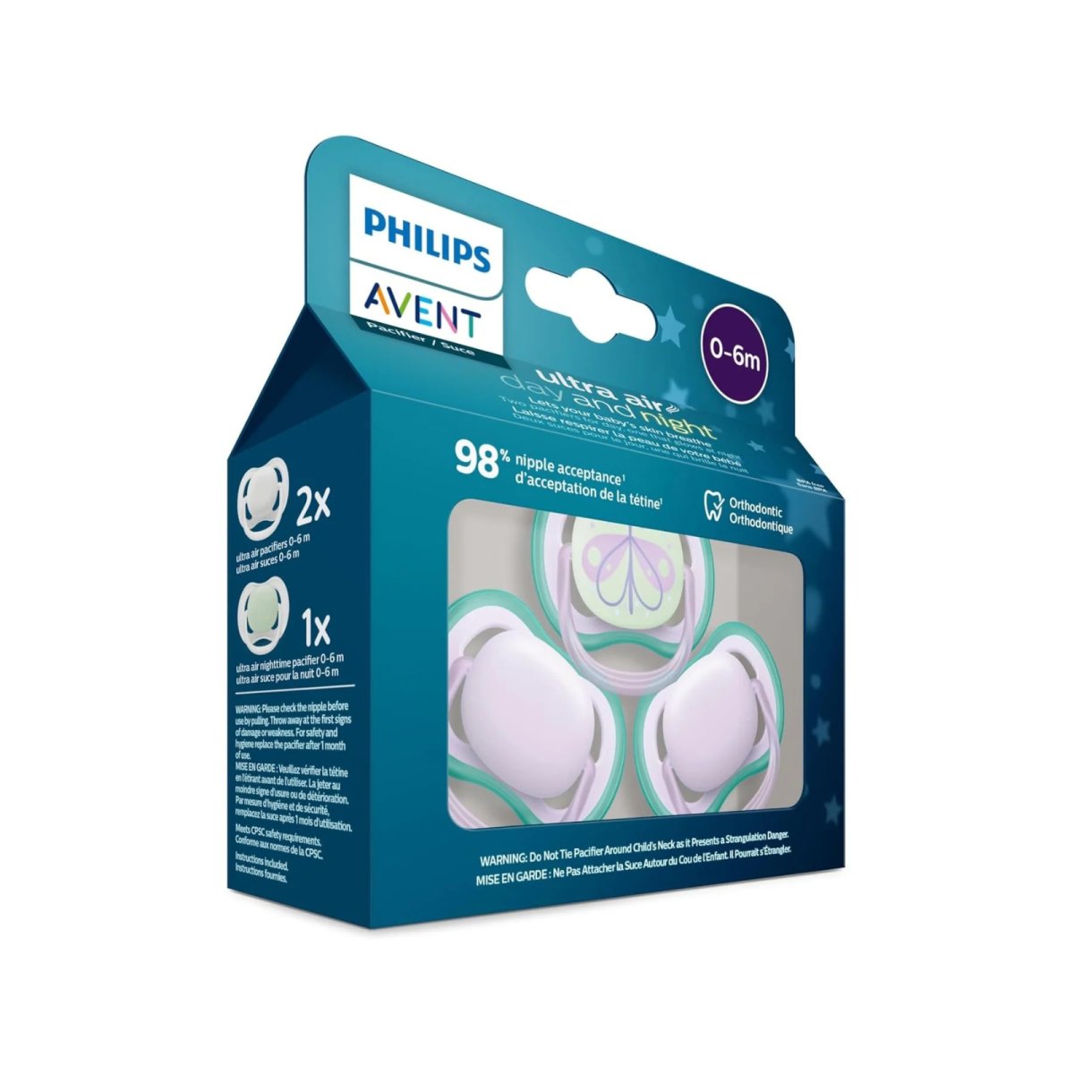 Ultra Air Day and Night 3 pk Pacifier 0 - 6m