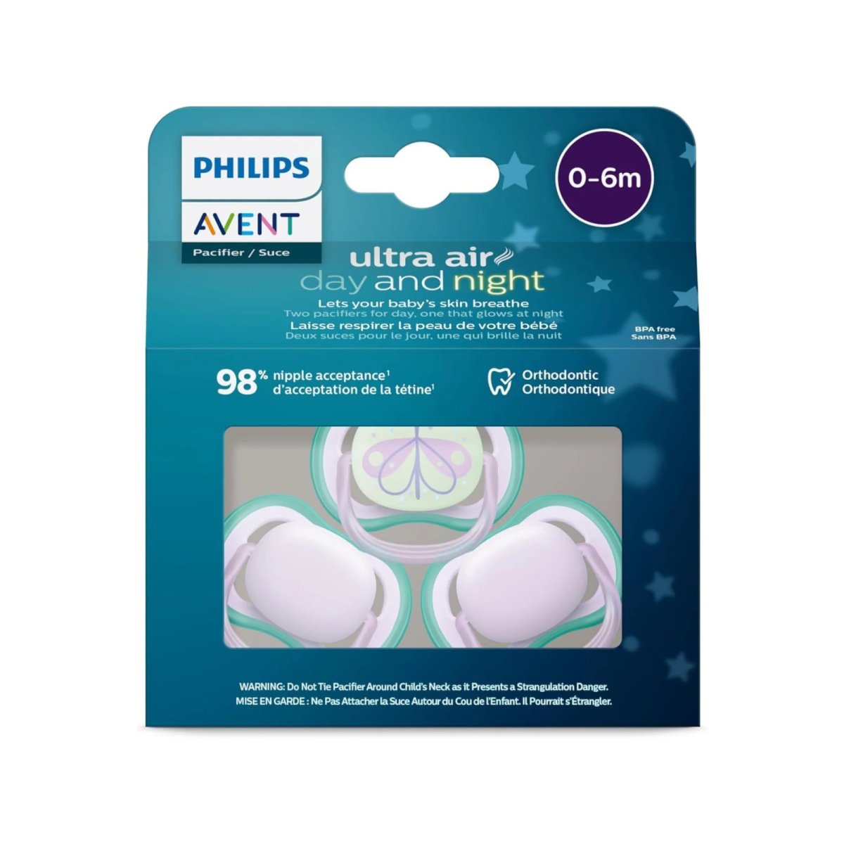 Ultra Air Day and Night 3 pk Pacifier 0 - 6m
