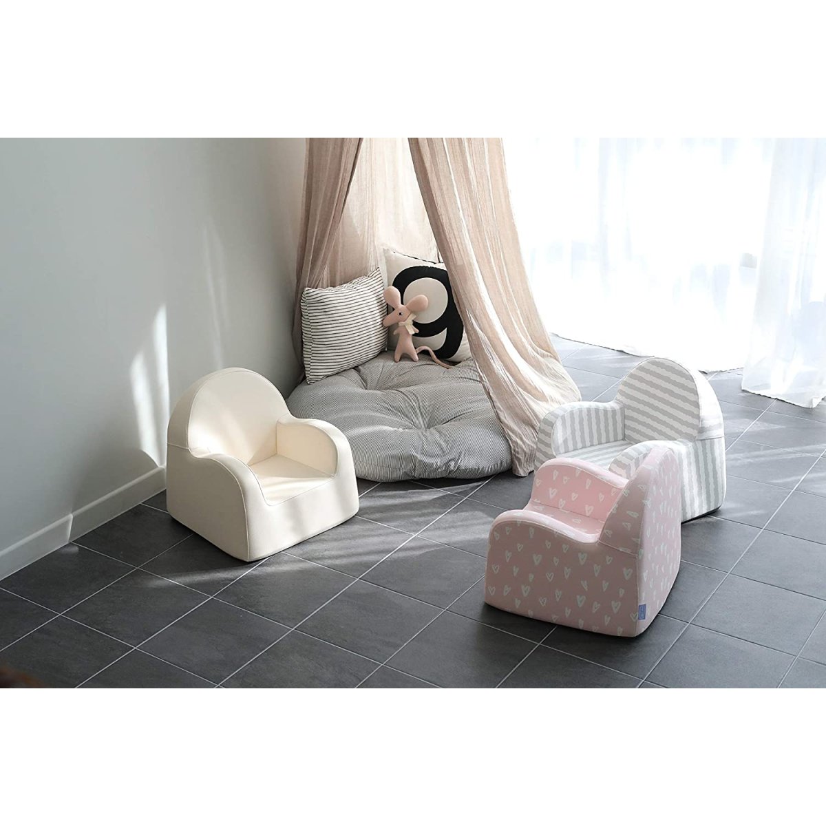 Soffkin Leather Luxury Kids Sofa - Pink with Hearts