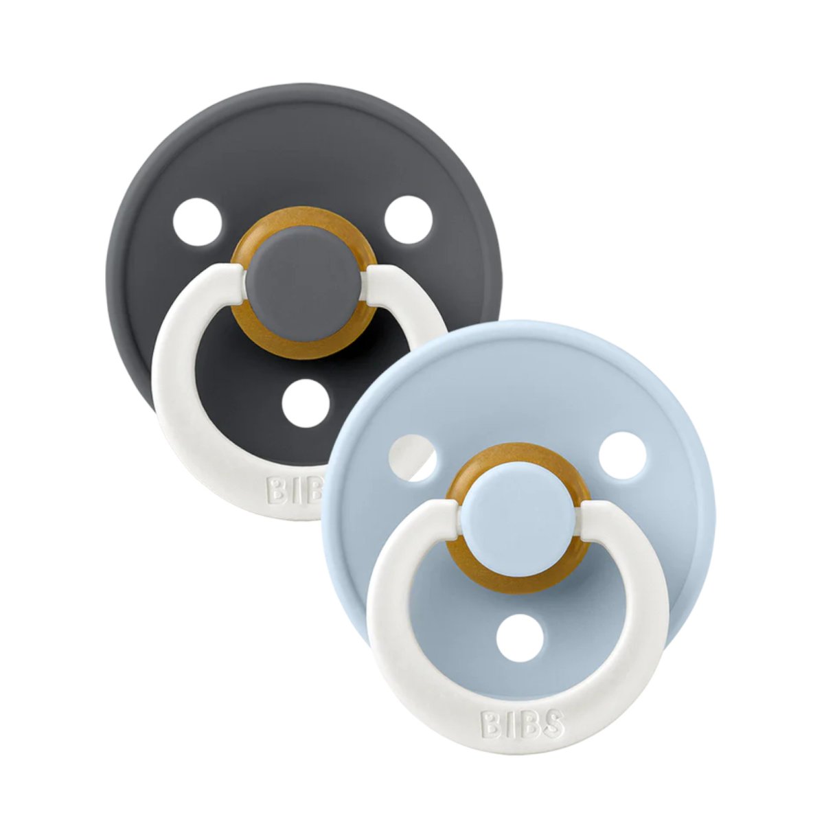 Original COLOUR Latex 2 PK Glow Pacifier - Iron/Baby Blue - Size 2