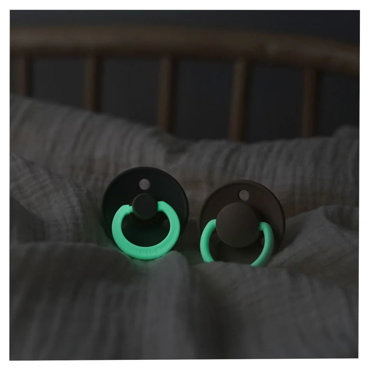 Original COLOUR Latex 2 PK Glow Pacifier - Iron/Baby Blue - Size 2