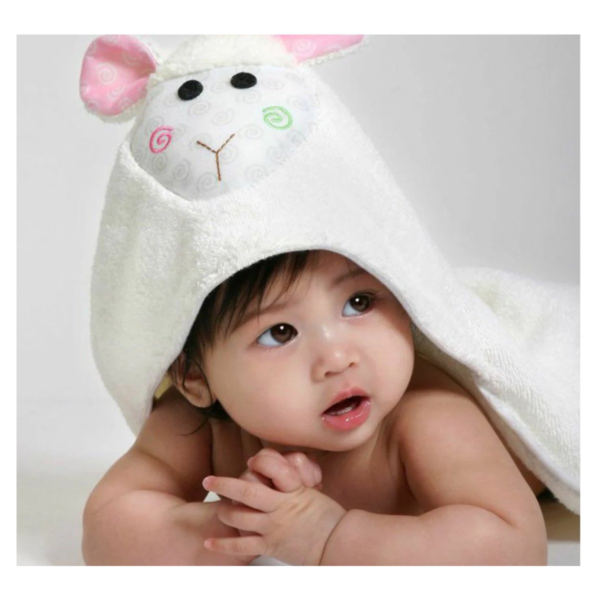 Baby Snow Terry Hooded Bath Towel - Lola Lamb
